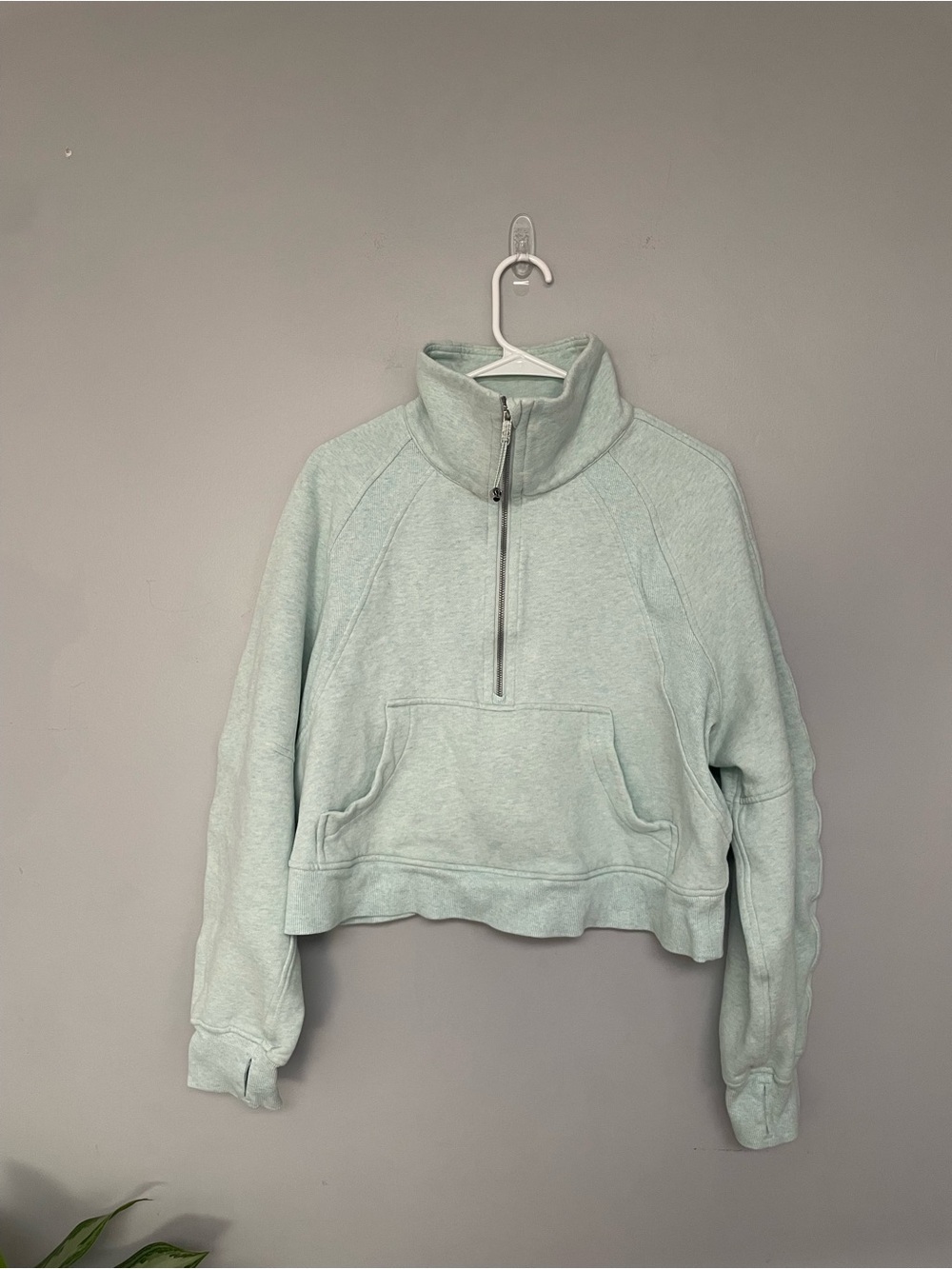 Lulu Lemon - Light Mint Cropped Quarter-Zip Pullover Sweatshirt